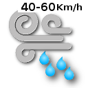 Nublado y chubascos con viento entre 40 y 60 km/h y rÃ¡fagas de viento hasta 70 km/h