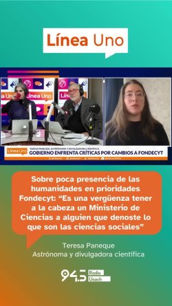 Teresa Paneque: "Es una vergüenza tener a la cabeza un ministerio de ciencias a alguien que denoste lo que son las ciencias sociales para las políticas públicas en Chile"